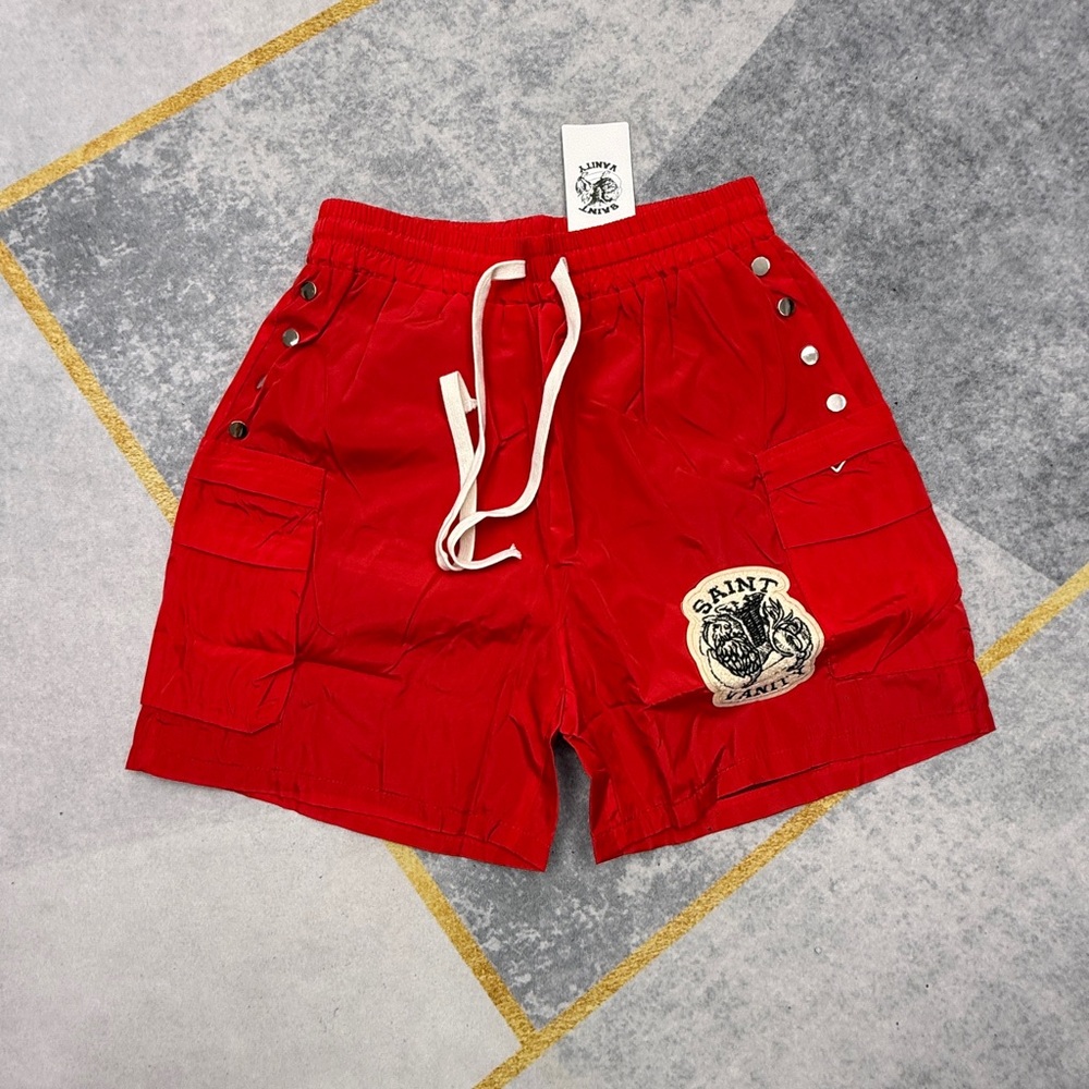 Red Cargo Drawstring Men's Shorts